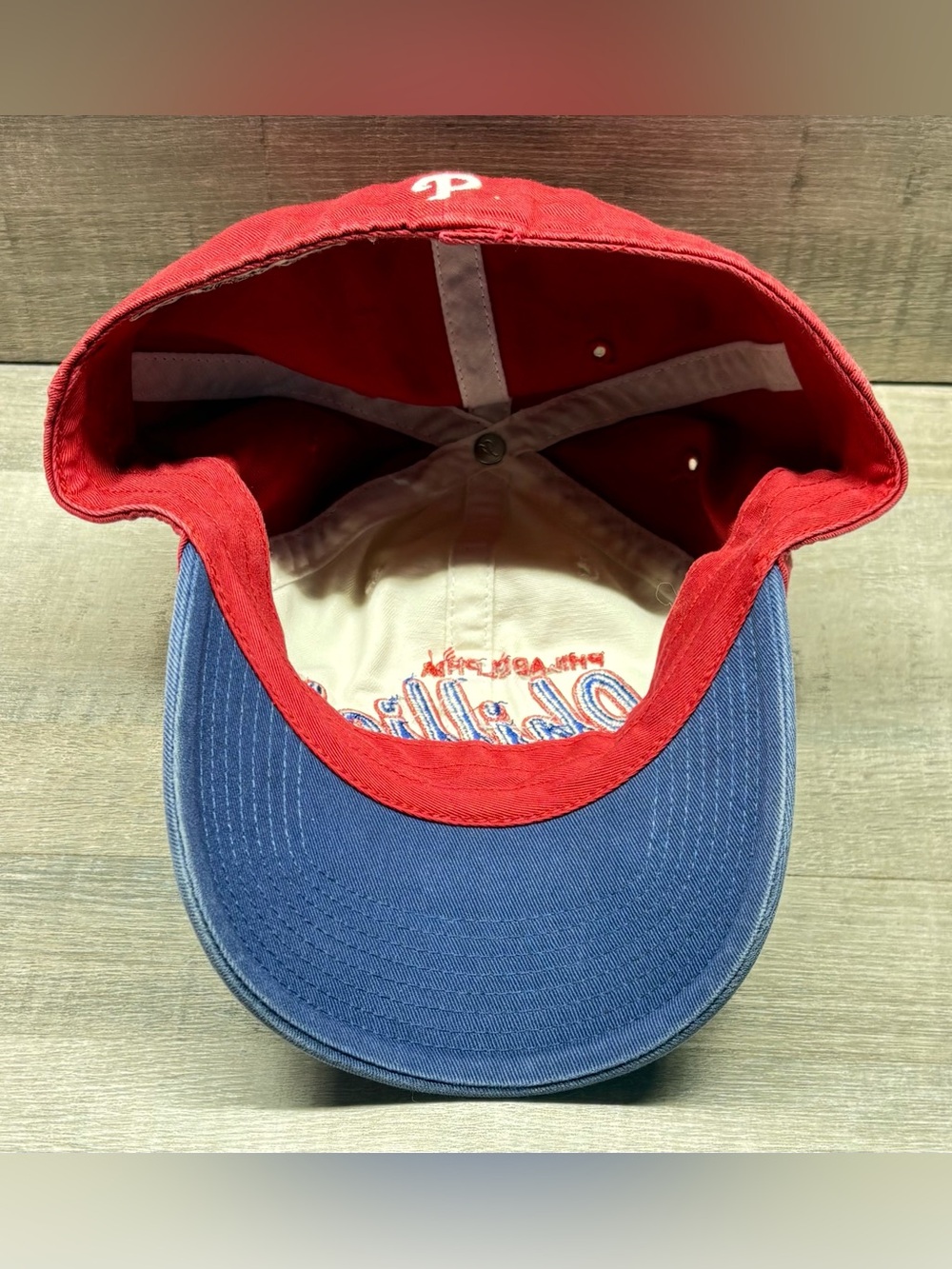 MLB Philadelphia Phillies Script Tricolor Baseball Cap - Cream, Red, Blue - Picture 6 of 7